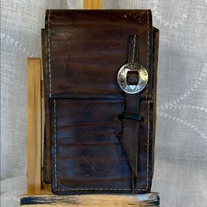 Handmade vintage antique leather belt / saddle pouch
